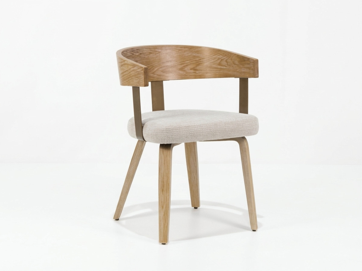 Lot de 2 chaises BIARA tissu texturé et pieds contreplaqué peuplier