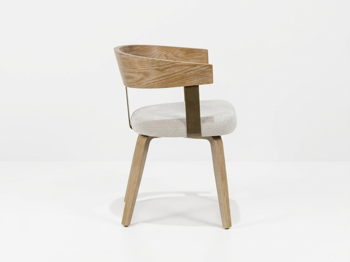 Lot de 2 chaises BIARA tissu texturé et pieds contreplaqué peuplier