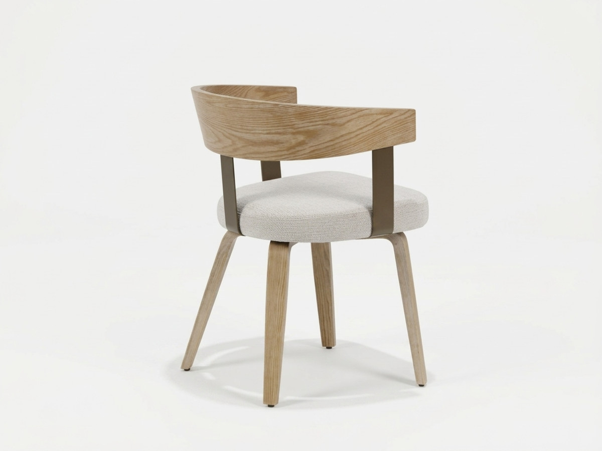 Lot de 2 chaises BIARA tissu texturé et pieds contreplaqué peuplier