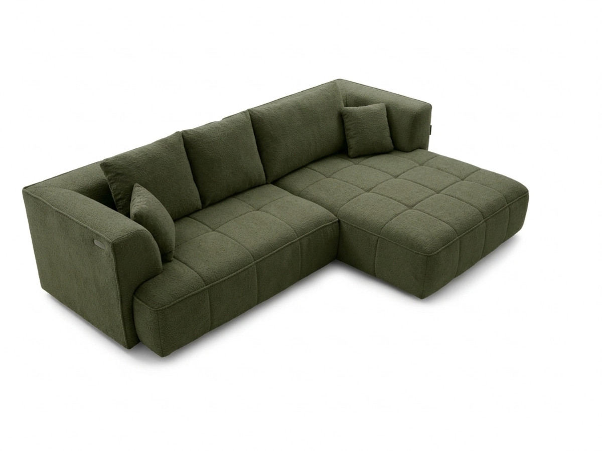 Sofa narożna z funkcją spania, elektrycznym wysuwaniem i wsuwaniem, CLOVIS, gładka tkanina
