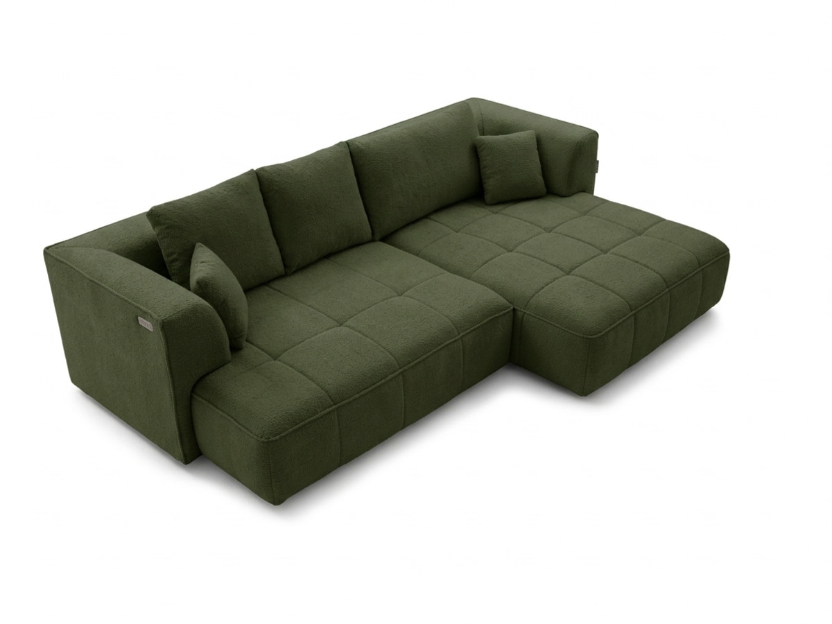Sofa narożna z funkcją spania, elektrycznym wysuwaniem i wsuwaniem, CLOVIS, gładka tkanina