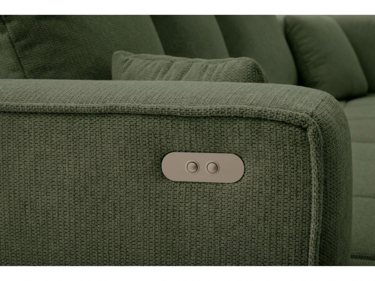 Sofa narożna z funkcją spania, elektrycznym wysuwaniem i wsuwaniem, CLOVIS, gładka tkanina