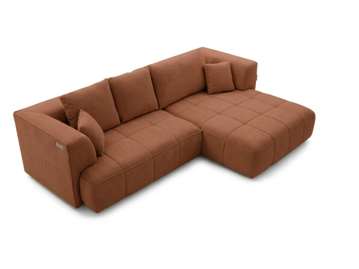 Sofa narożna z funkcją spania, elektrycznym wysuwaniem i wsuwaniem, CLOVIS, gładka tkanina