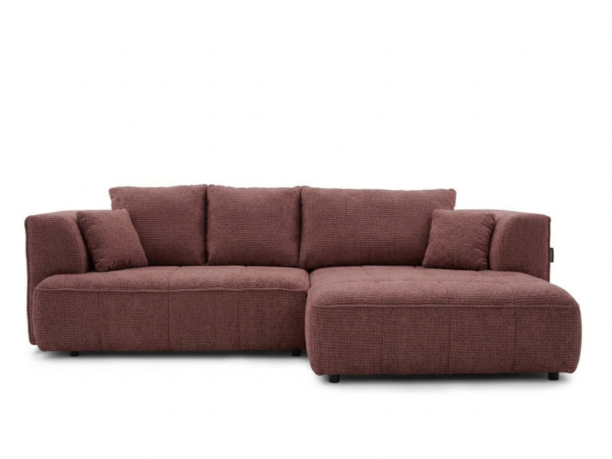 sofa narożna z funkcją spania, elektrycznym wysuwaniem i wsuwaniem, clovis, gładka tkanina kolorowy rouge