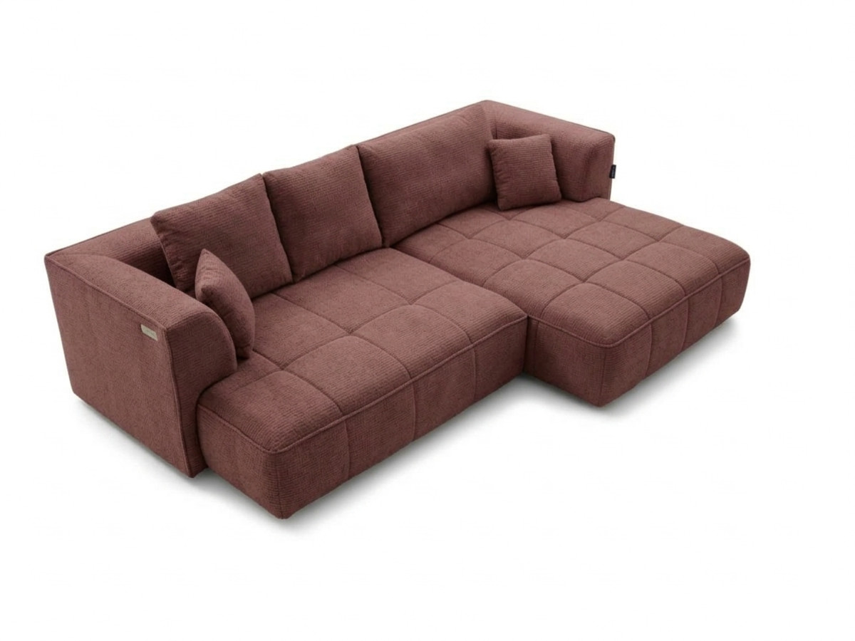 Sofa narożna z funkcją spania, elektrycznym wysuwaniem i wsuwaniem, CLOVIS, gładka tkanina