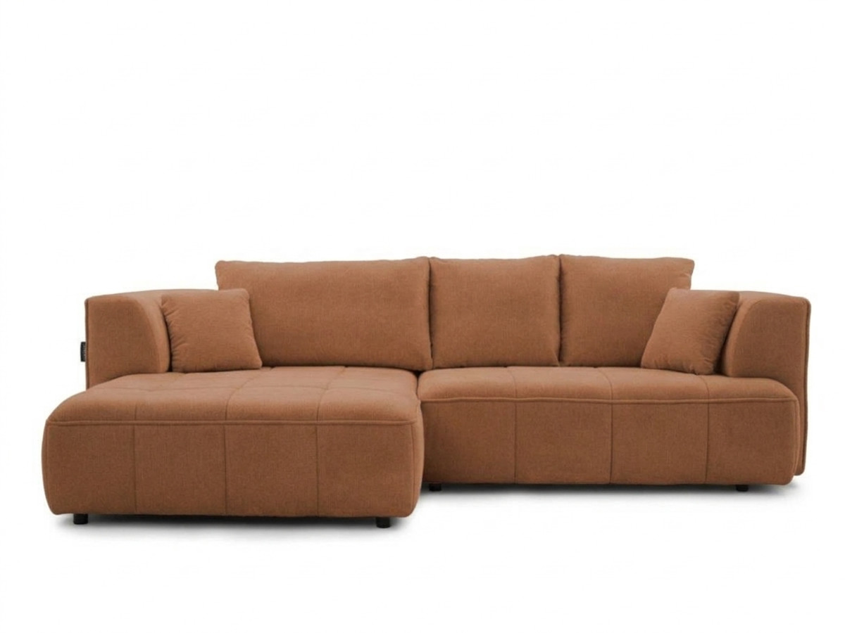 sofa narożna z funkcją spania, elektrycznym wysuwaniem i wsuwaniem, clovis, gładka tkanina kolorowy orange