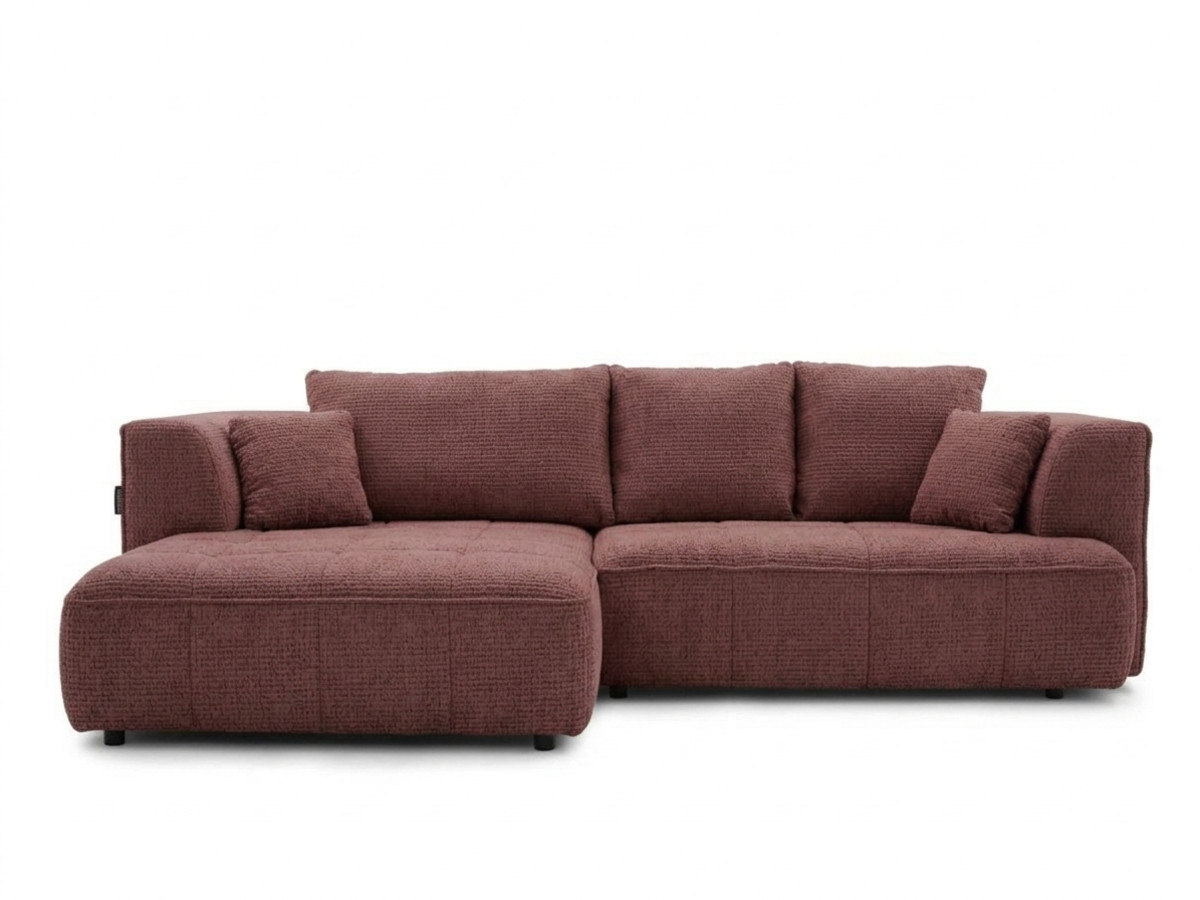 sofa narożna z funkcją spania, elektrycznym wysuwaniem i wsuwaniem, clovis, gładka tkanina kolorowy rouge