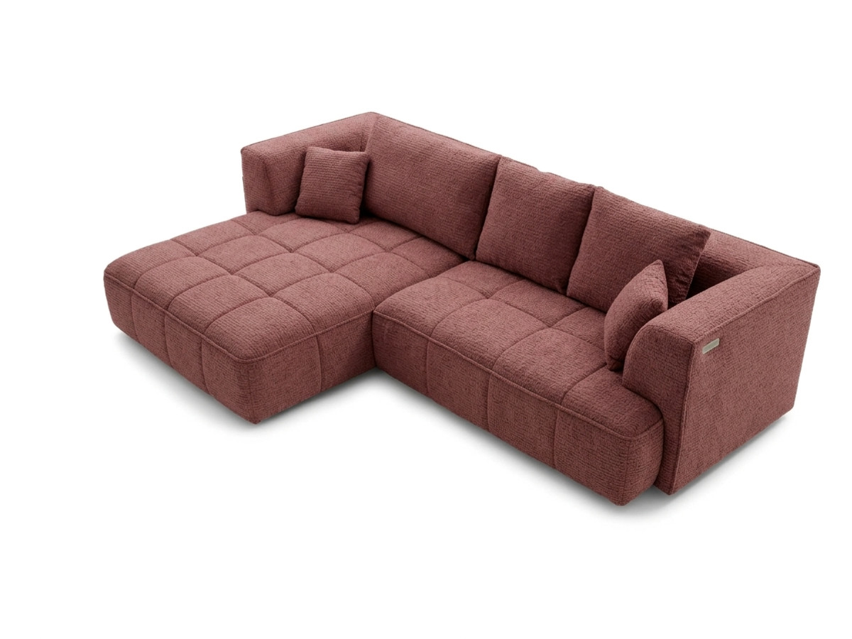 Sofa narożna z funkcją spania, elektrycznym wysuwaniem i wsuwaniem, CLOVIS, gładka tkanina