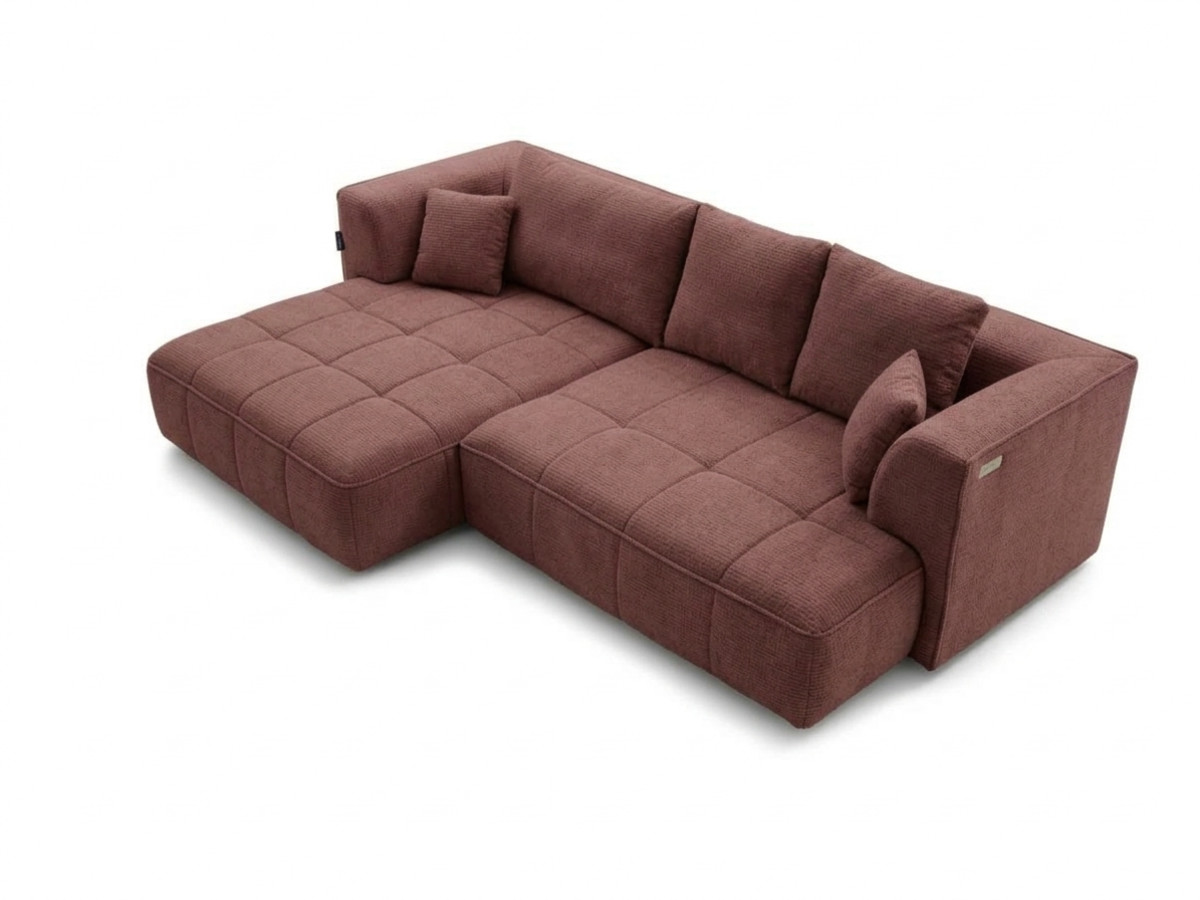 Sofa narożna z funkcją spania, elektrycznym wysuwaniem i wsuwaniem, CLOVIS, gładka tkanina