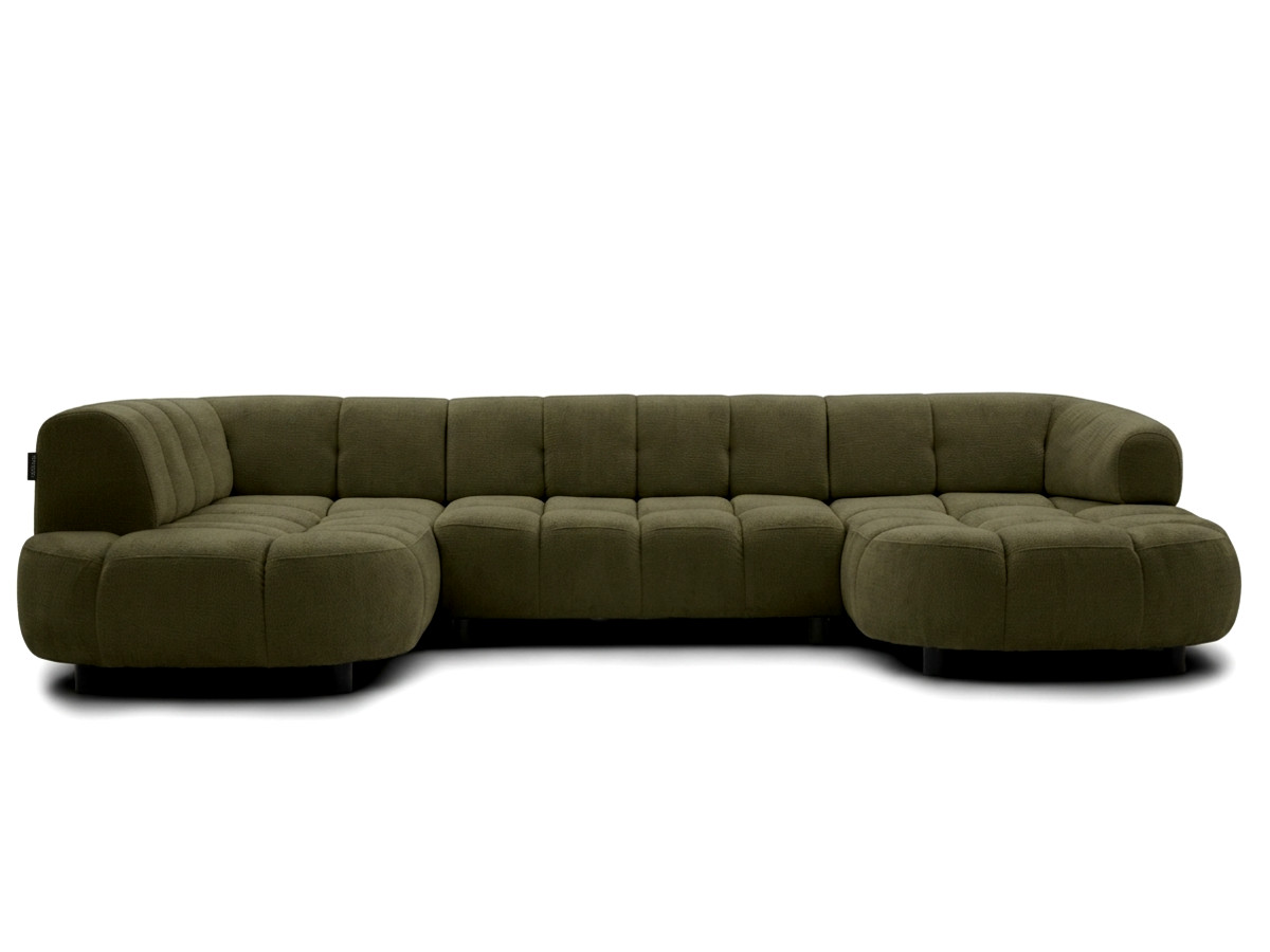 sofa panoramiczna z elektrycznym wysuwaniem i wsuwaniem, lovely, tkanina szenilowa kolorowy vert
