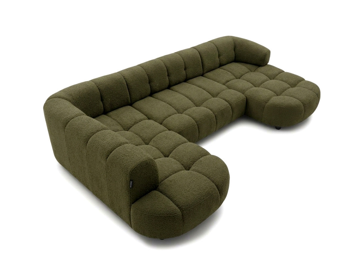 Sofa panoramiczna z elektrycznym wysuwaniem i wsuwaniem, LOVELY, tkanina szenilowa
