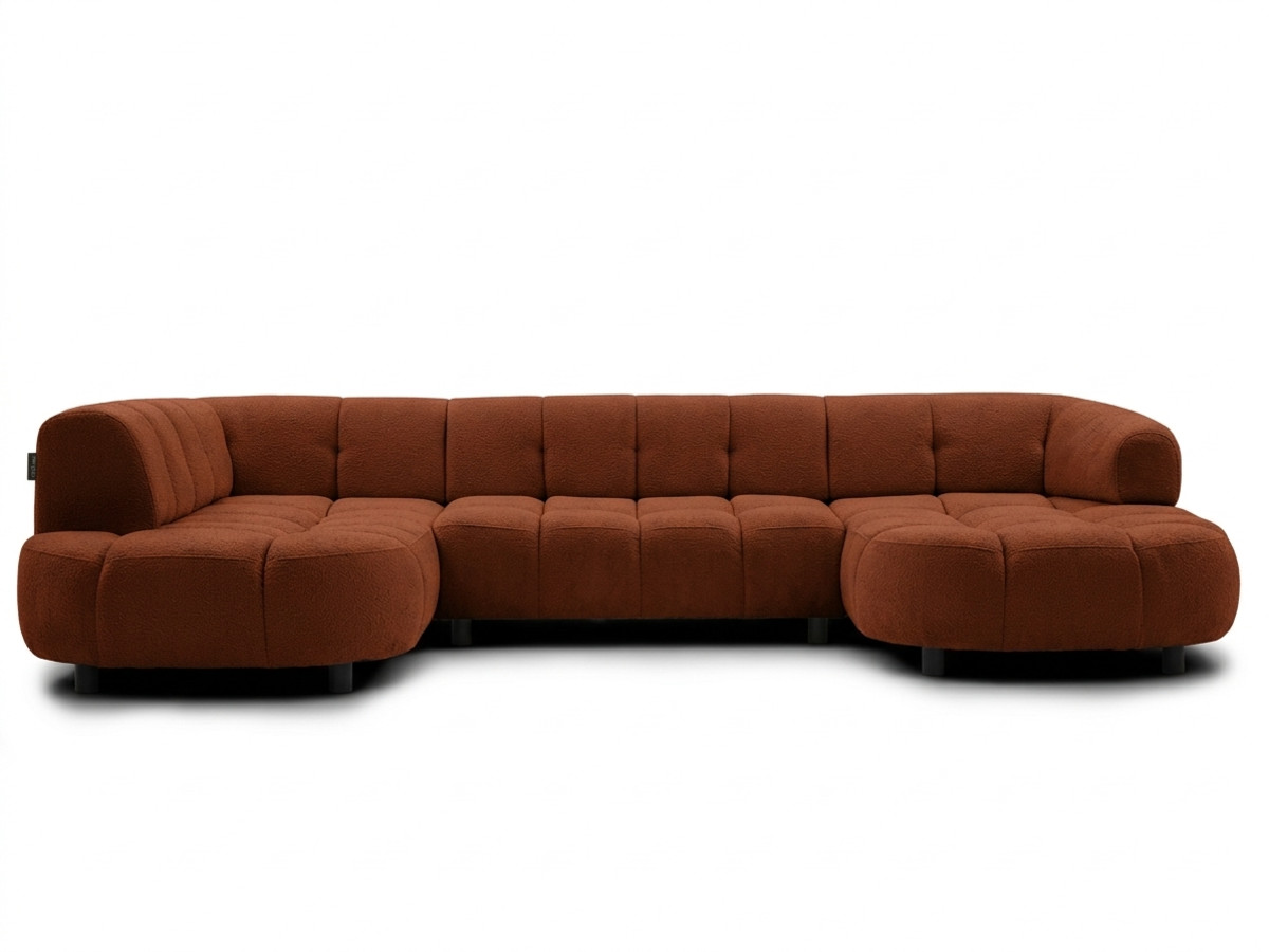 Sofa panoramiczna z elektrycznym wysuwaniem i wsuwaniem, LOVELY, tkanina szenilowa