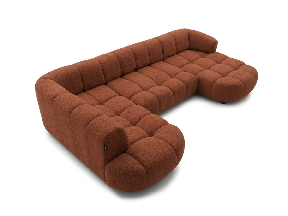 Sofa panoramiczna z elektrycznym wysuwaniem i wsuwaniem, LOVELY, tkanina szenilowa