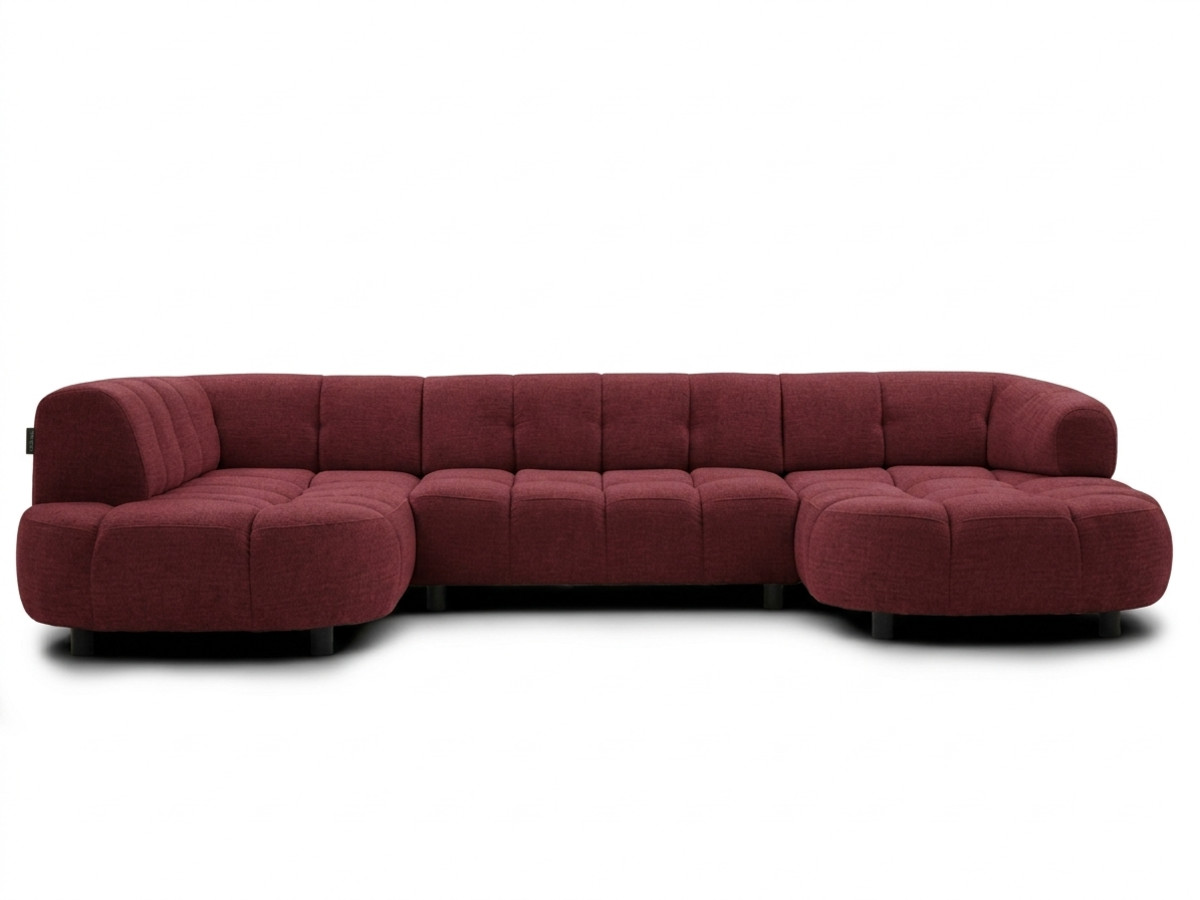 sofa panoramiczna z elektrycznym wysuwaniem i wsuwaniem, lovely, tkanina szenilowa kolorowy rouge