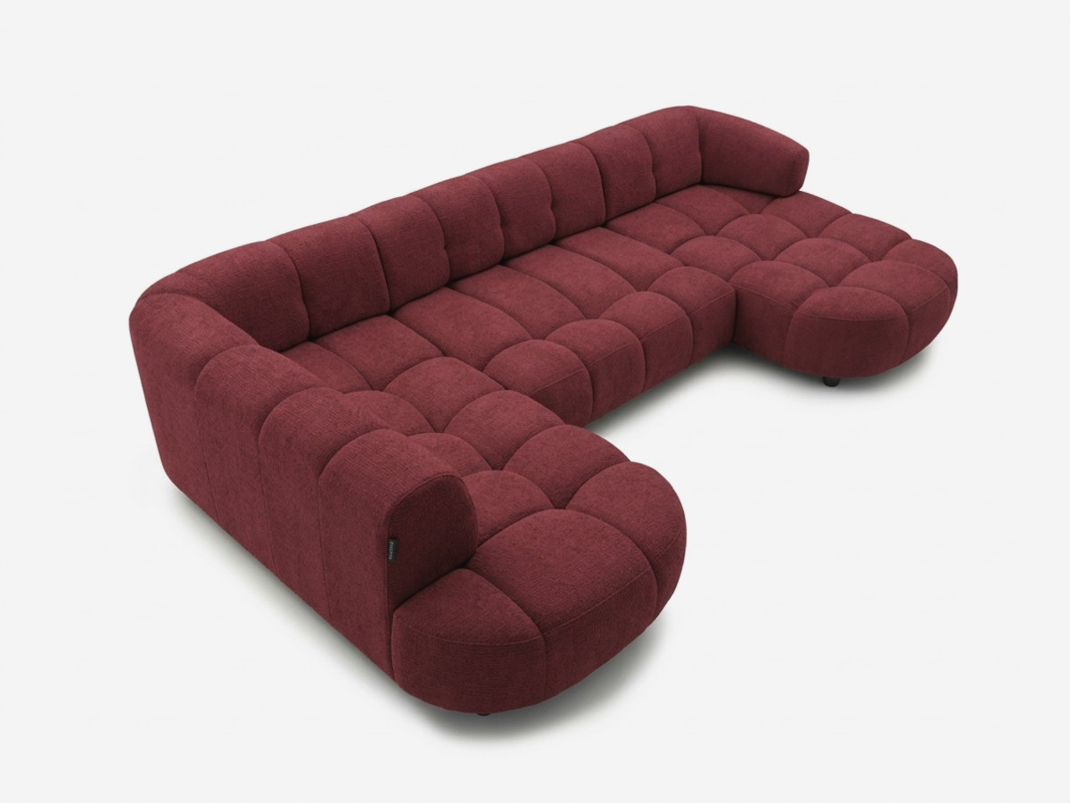 Sofa panoramiczna z elektrycznym wysuwaniem i wsuwaniem, LOVELY, tkanina szenilowa