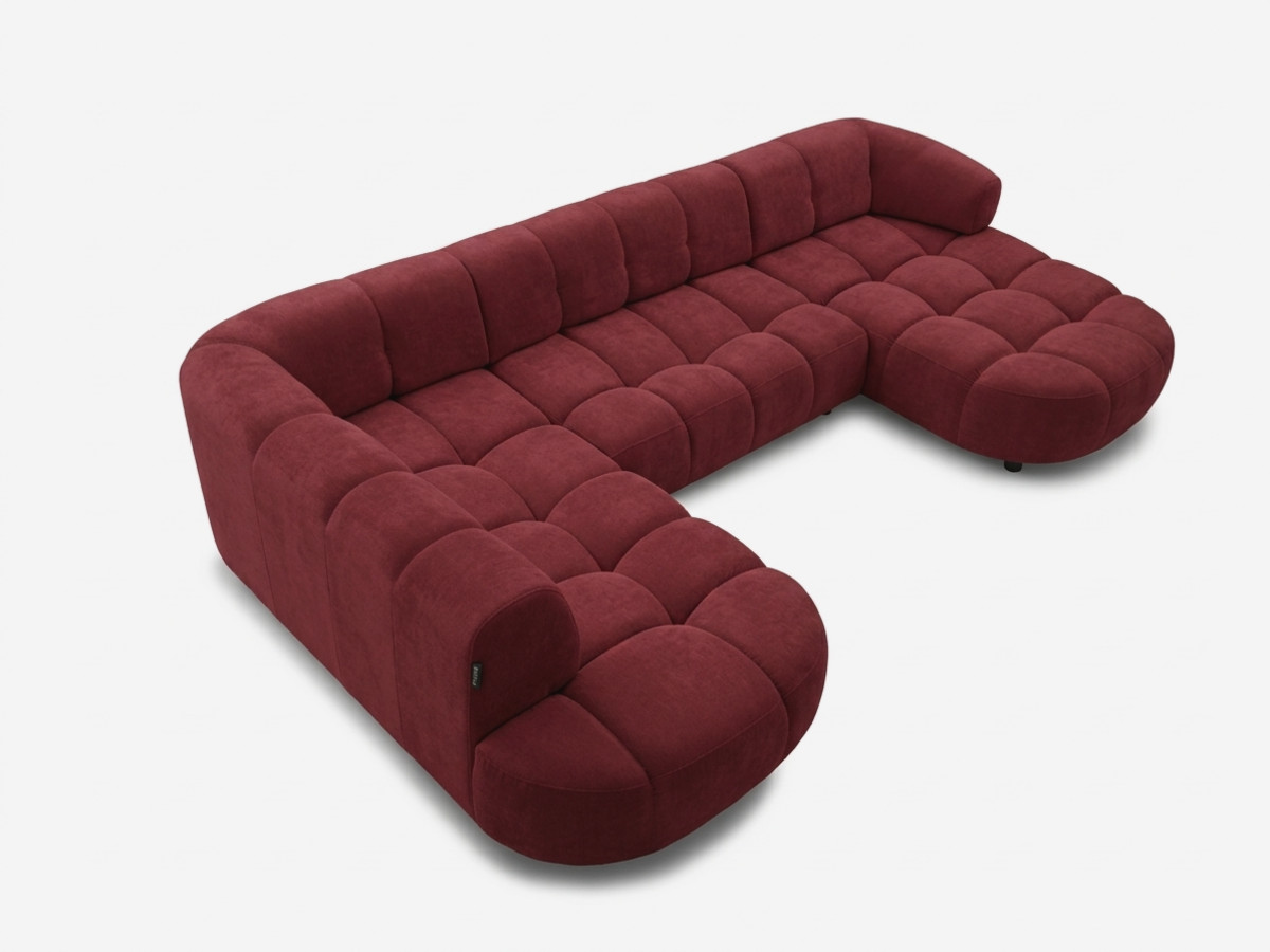 Sofa panoramiczna z elektrycznym wysuwaniem i wsuwaniem, LOVELY, tkanina szenilowa