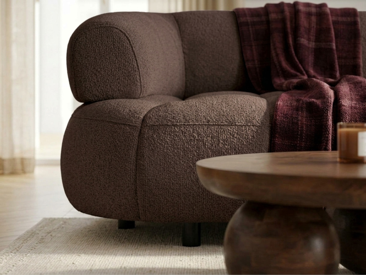 Canapé d'angle L convertible avance-recule électrique LOVELY tissu chenille