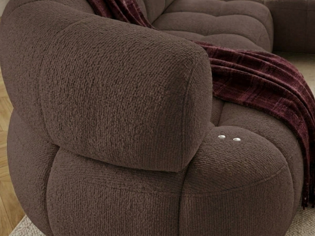 Canapé d'angle L convertible avance-recule électrique LOVELY tissu chenille