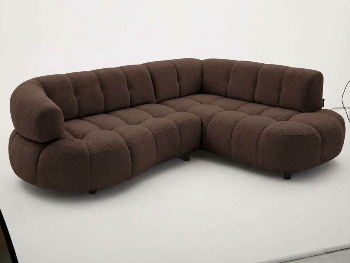 Canapé d'angle L convertible avance-recule électrique LOVELY tissu chenille