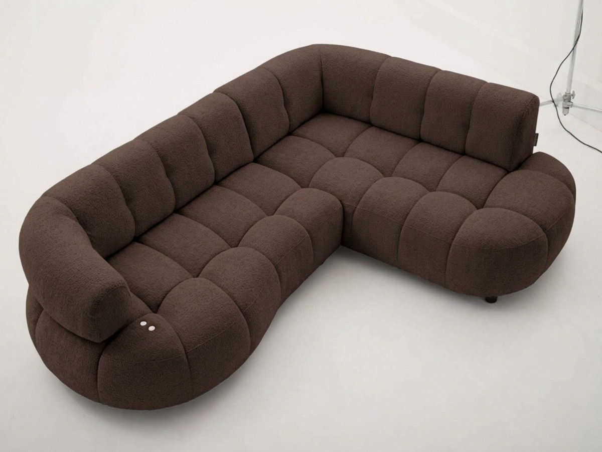 Canapé d'angle L convertible avance-recule électrique LOVELY tissu chenille