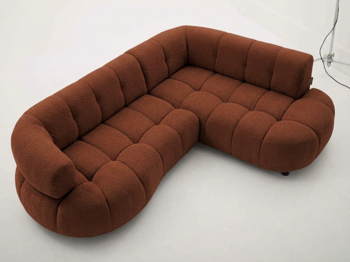 Canapé d'angle L convertible avance-recule électrique LOVELY tissu chenille