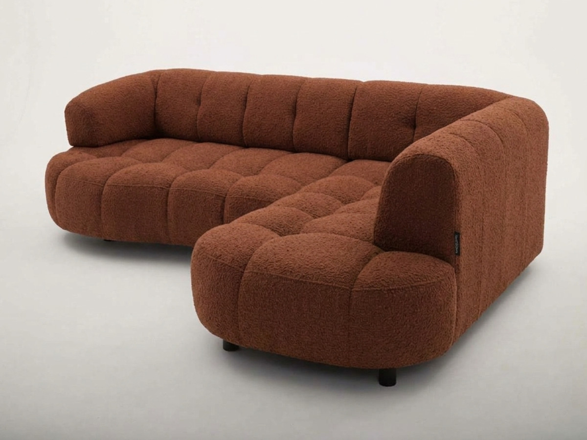 Canapé d'angle L convertible avance-recule électrique LOVELY tissu chenille