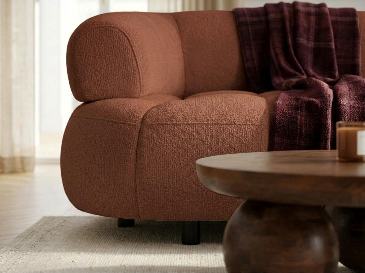 Canapé d'angle L convertible avance-recule électrique LOVELY tissu chenille
