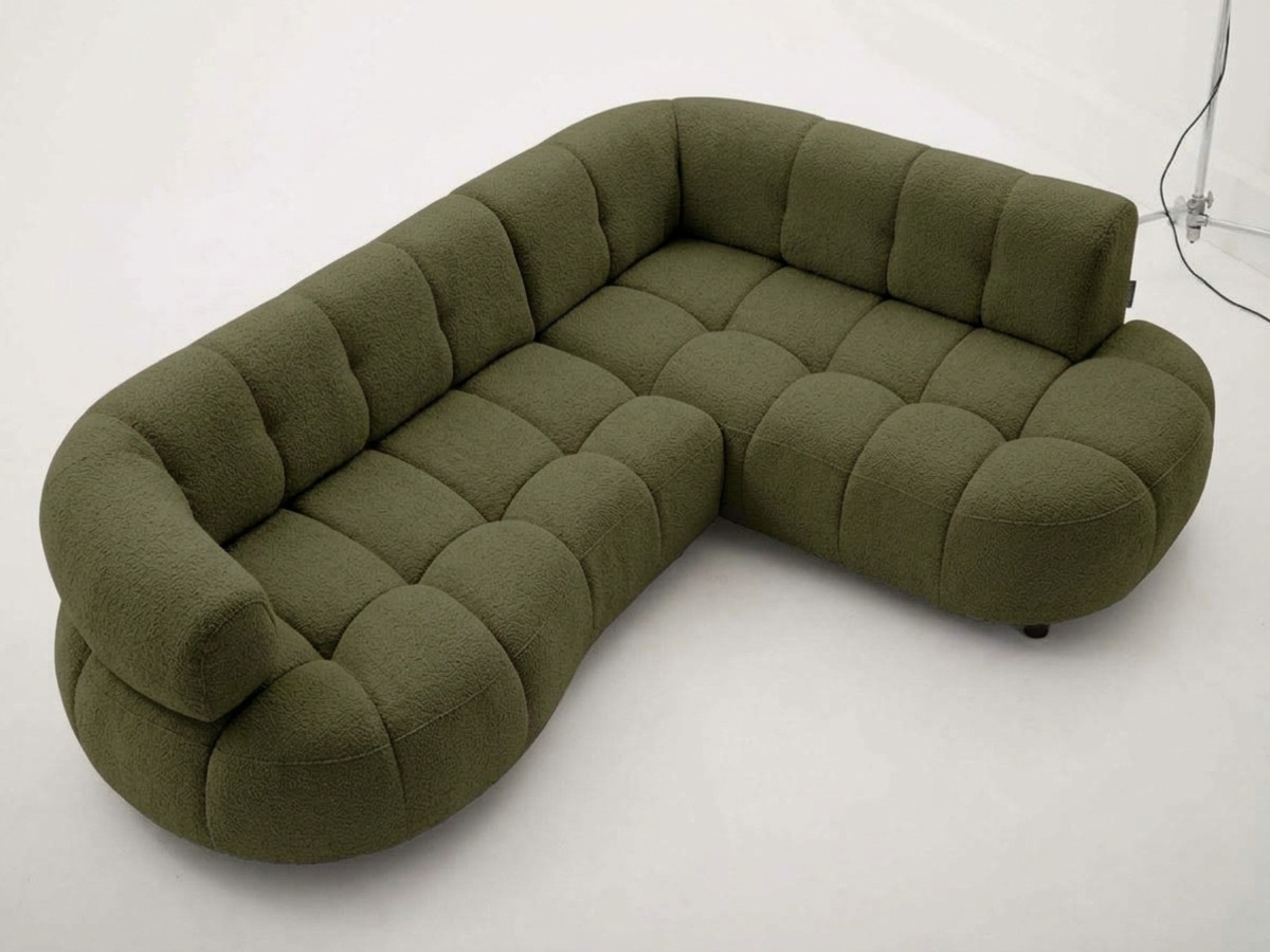 Canapé d'angle L convertible avance-recule électrique LOVELY tissu chenille