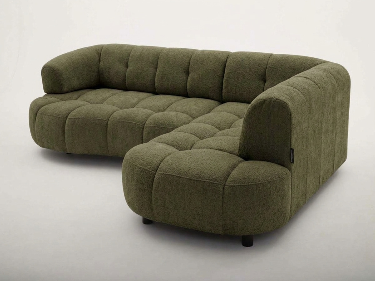 Canapé d'angle L convertible avance-recule électrique LOVELY tissu chenille