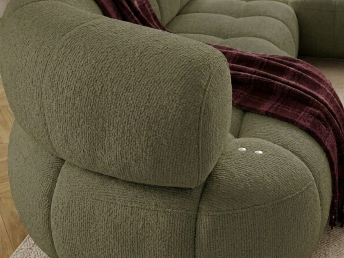 Canapé d'angle L convertible avance-recule électrique LOVELY tissu chenille
