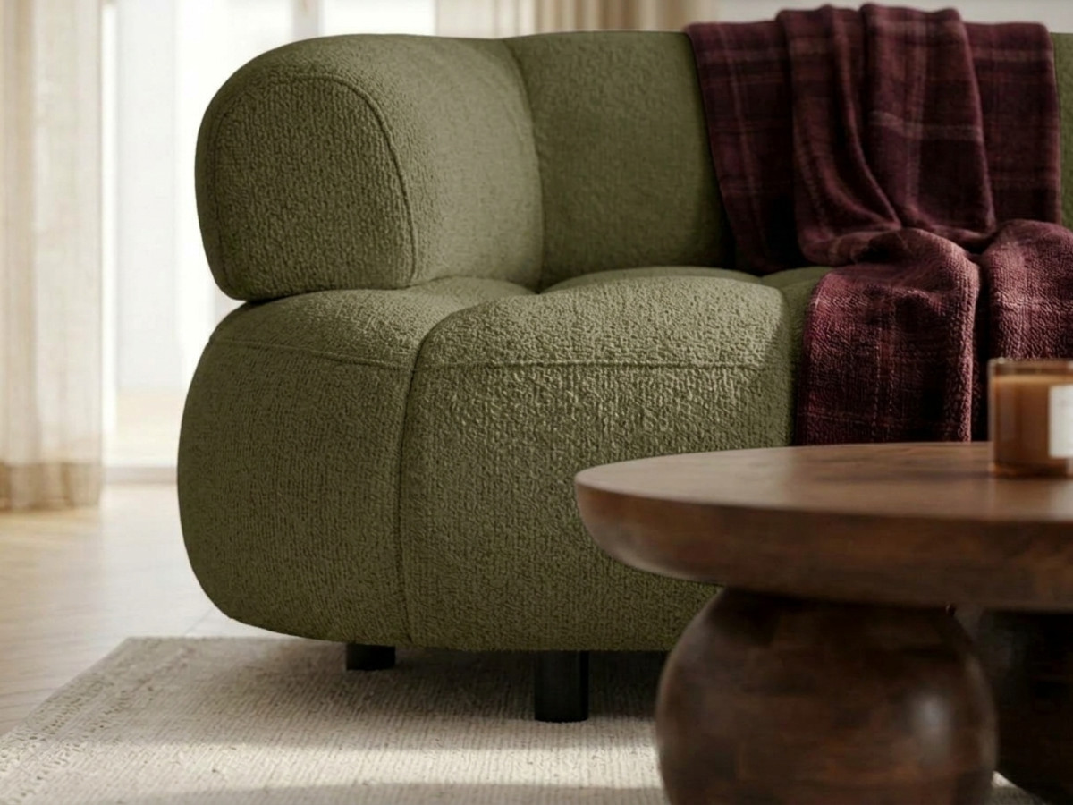 Canapé d'angle L convertible avance-recule électrique LOVELY tissu chenille