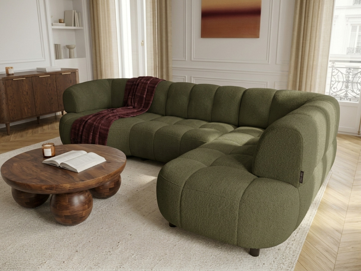 Canapé d'angle L convertible avance-recule électrique LOVELY tissu chenille