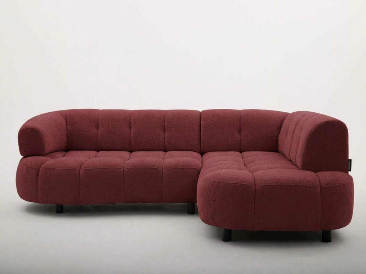 canapé d'angle l convertible avance-recule électrique lovely tissu chenille de couleur rouge