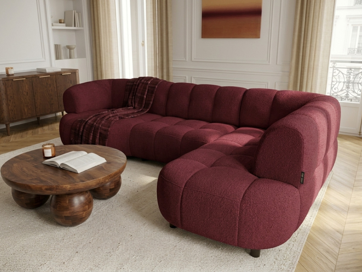 Canapé d'angle L convertible avance-recule électrique LOVELY tissu chenille