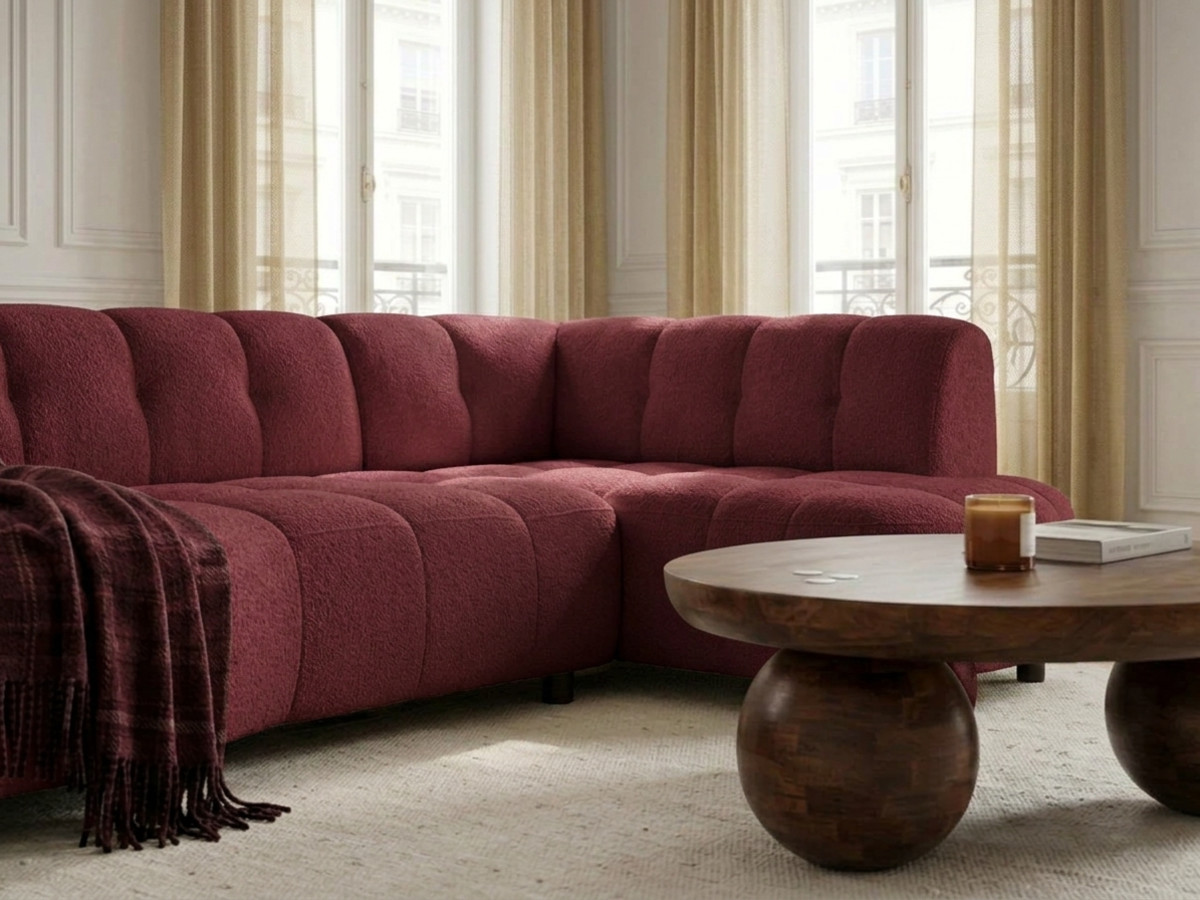 Canapé d'angle L convertible avance-recule électrique LOVELY tissu chenille