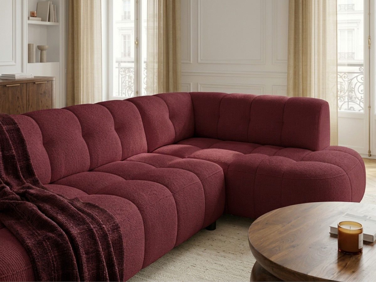 Canapé d'angle L convertible avance-recule électrique LOVELY tissu chenille