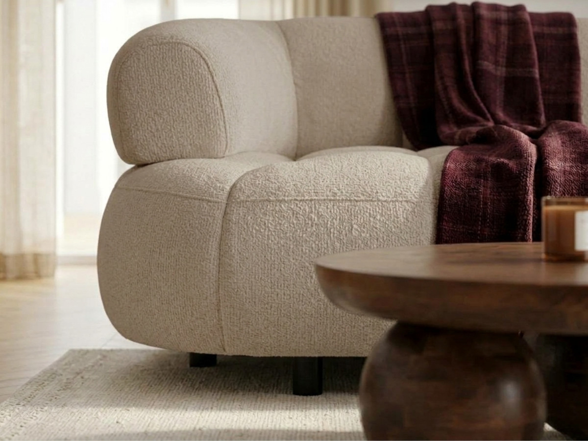 Canapé d'angle L convertible avance-recule électrique LOVELY tissu chenille