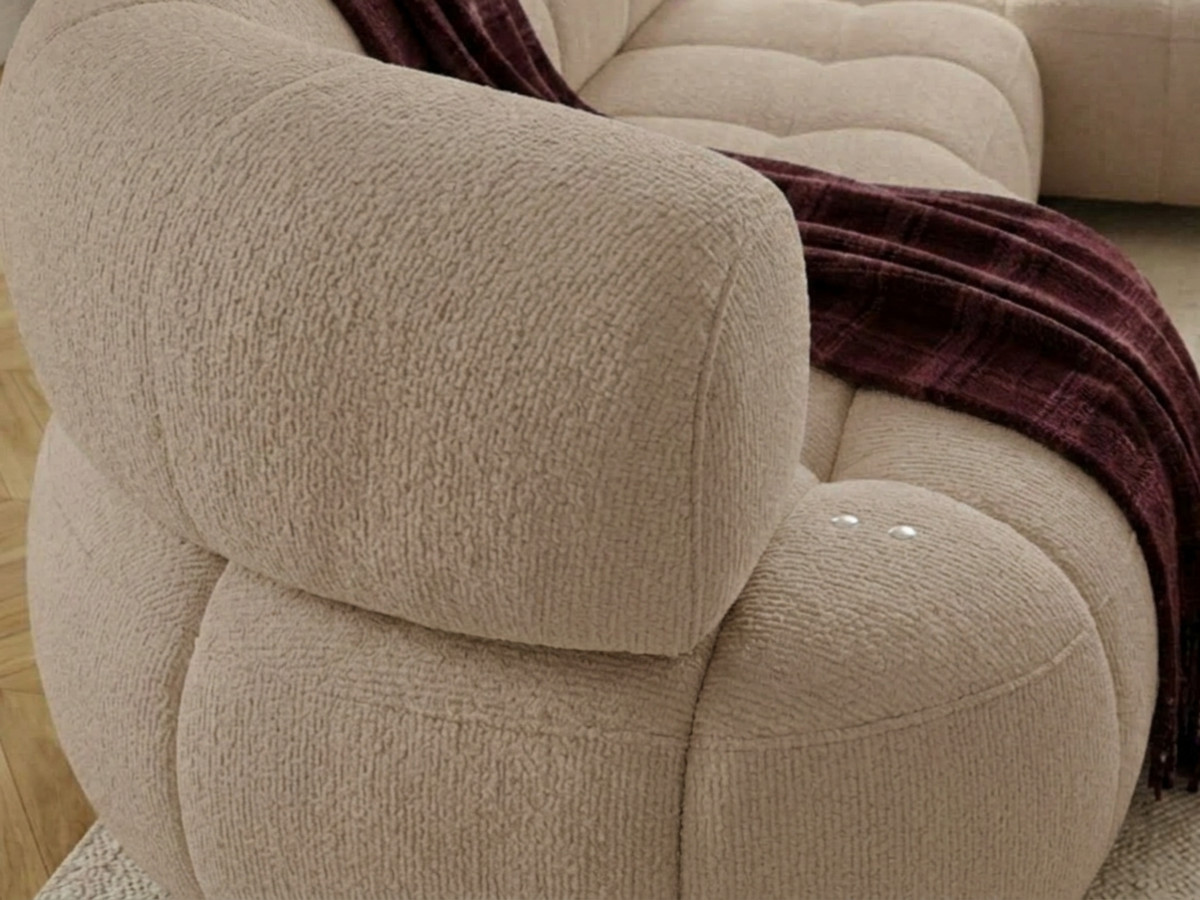 Canapé d'angle L convertible avance-recule électrique LOVELY tissu chenille