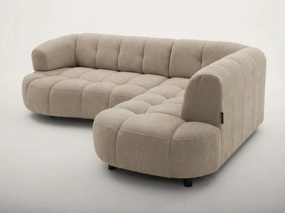Canapé d'angle L convertible avance-recule électrique LOVELY tissu chenille