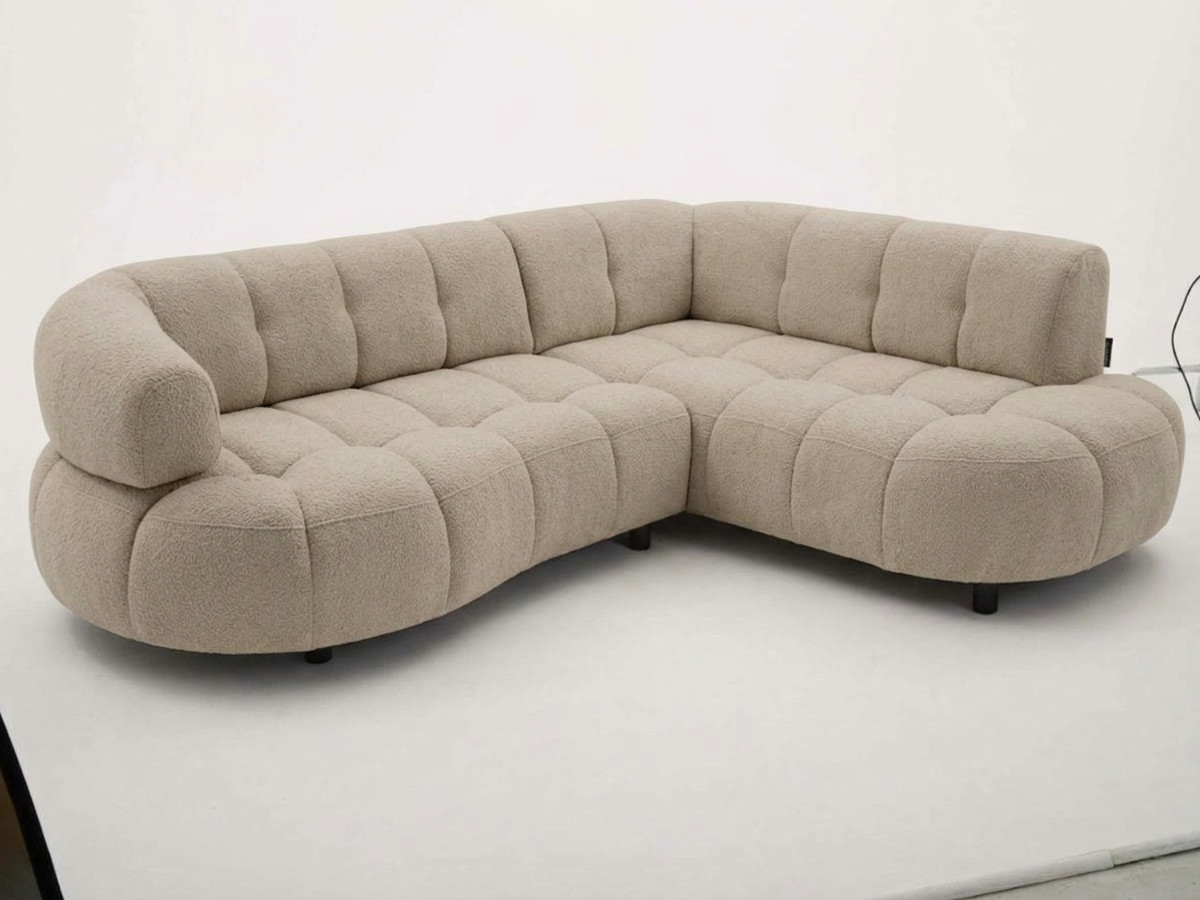Canapé d'angle L convertible avance-recule électrique LOVELY tissu chenille