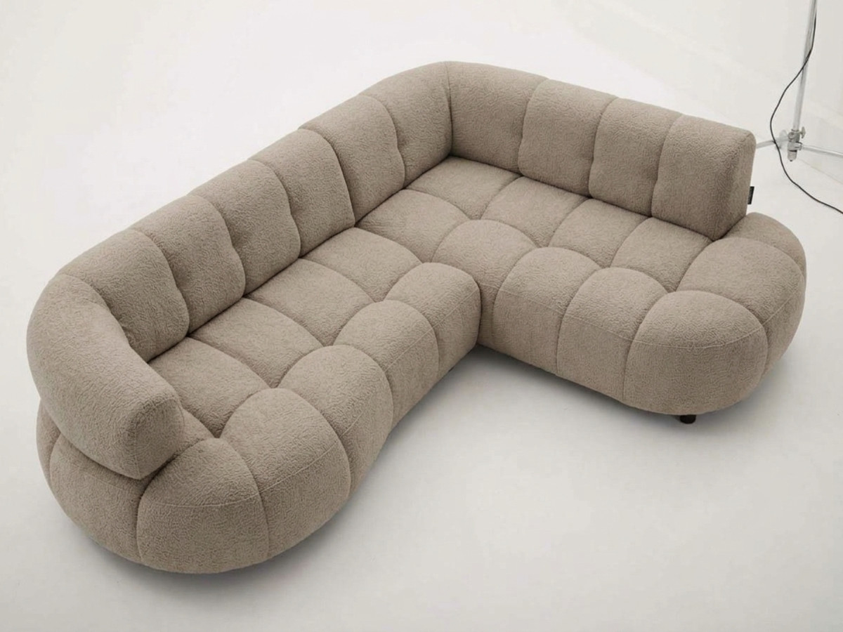 Canapé d'angle L convertible avance-recule électrique LOVELY tissu chenille