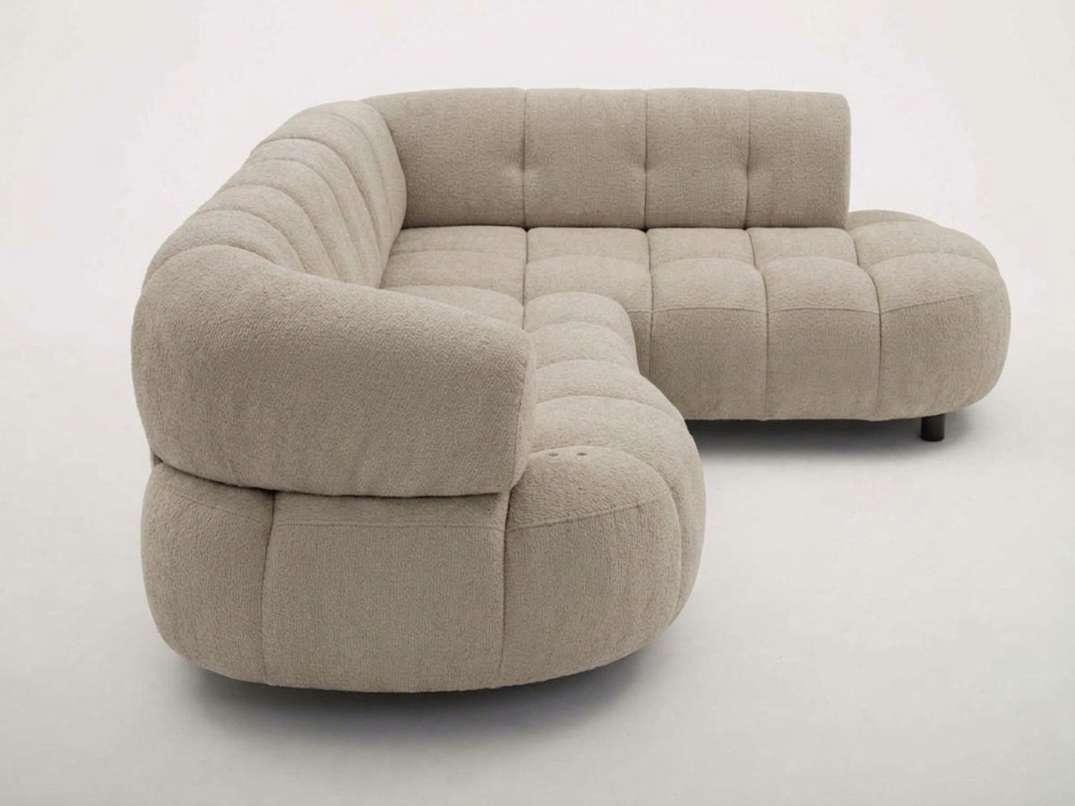 Canapé d'angle L convertible avance-recule électrique LOVELY tissu chenille
