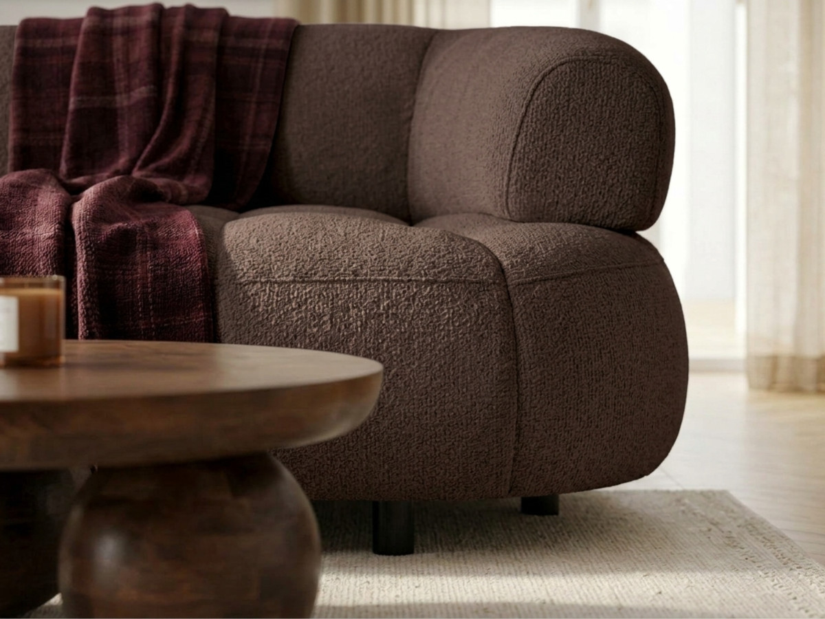 Canapé d'angle L convertible avance-recule électrique LOVELY tissu chenille