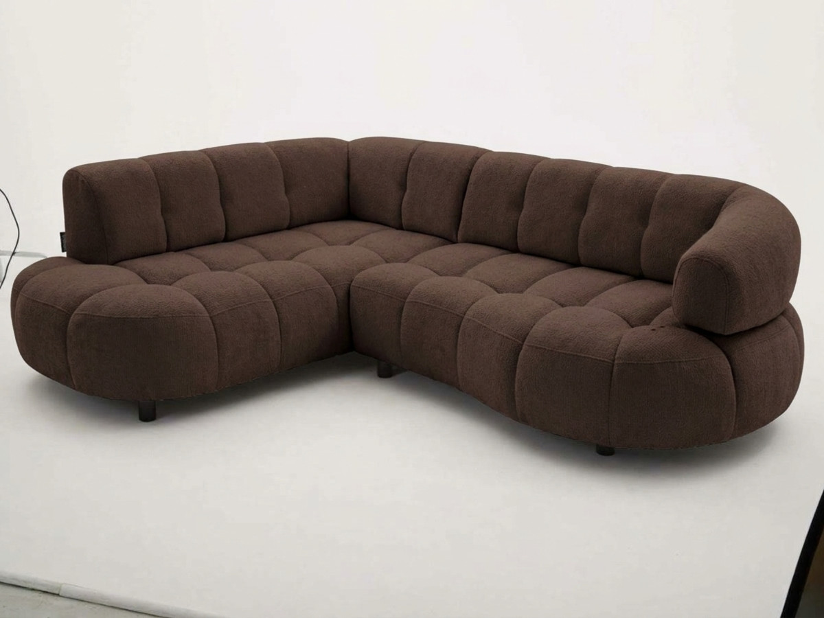 Canapé d'angle L convertible avance-recule électrique LOVELY tissu chenille