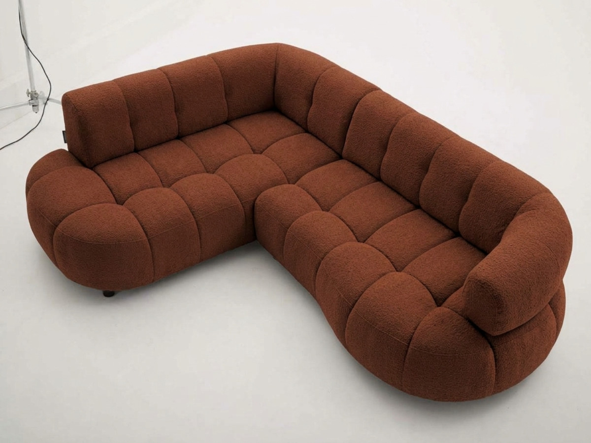 Canapé d'angle L convertible avance-recule électrique LOVELY tissu chenille
