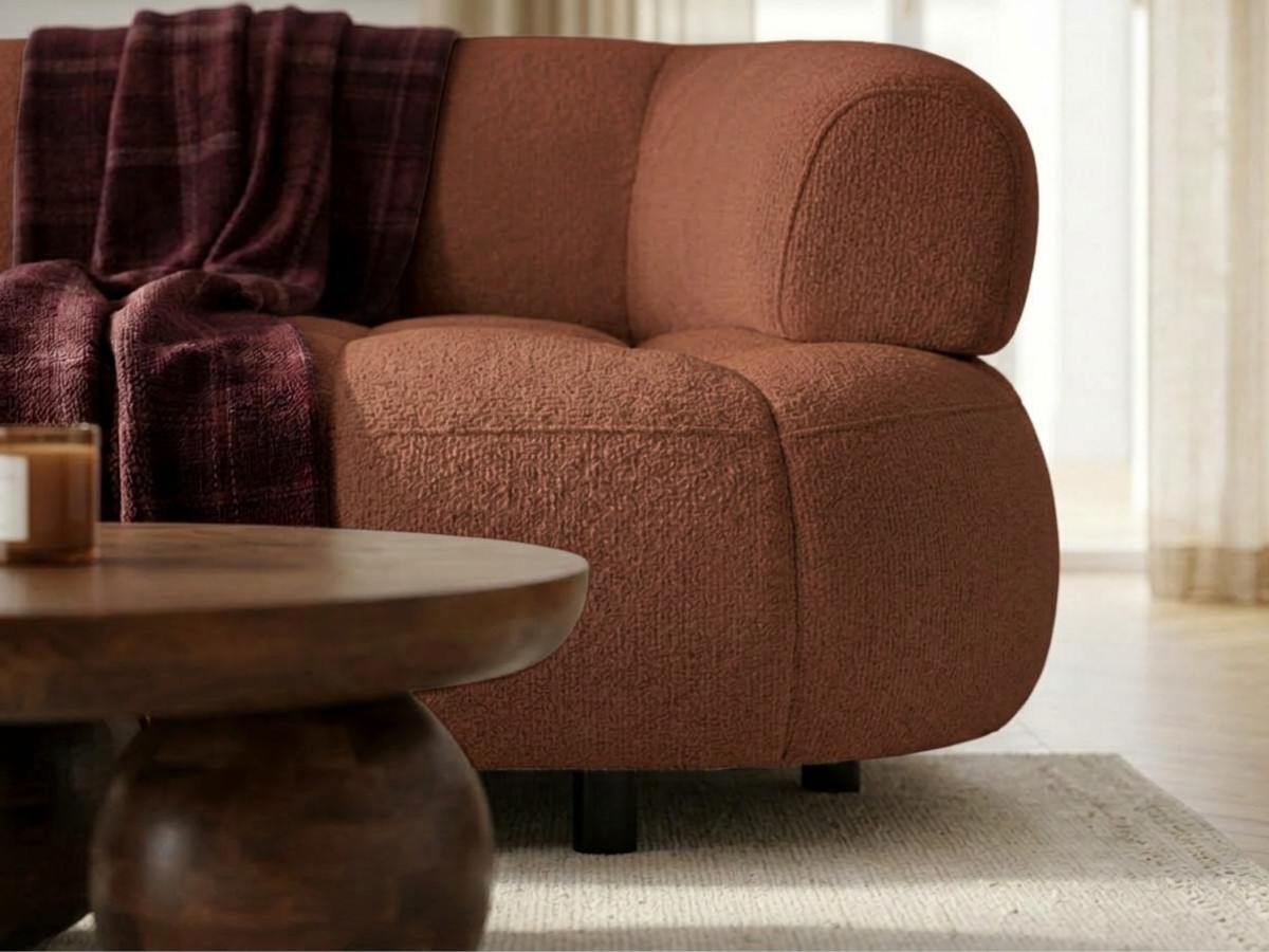 Canapé d'angle L convertible avance-recule électrique LOVELY tissu chenille