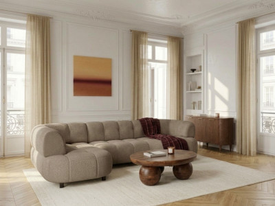 Canapé d'angle L convertible avance-recule électrique LOVELY tissu chenille