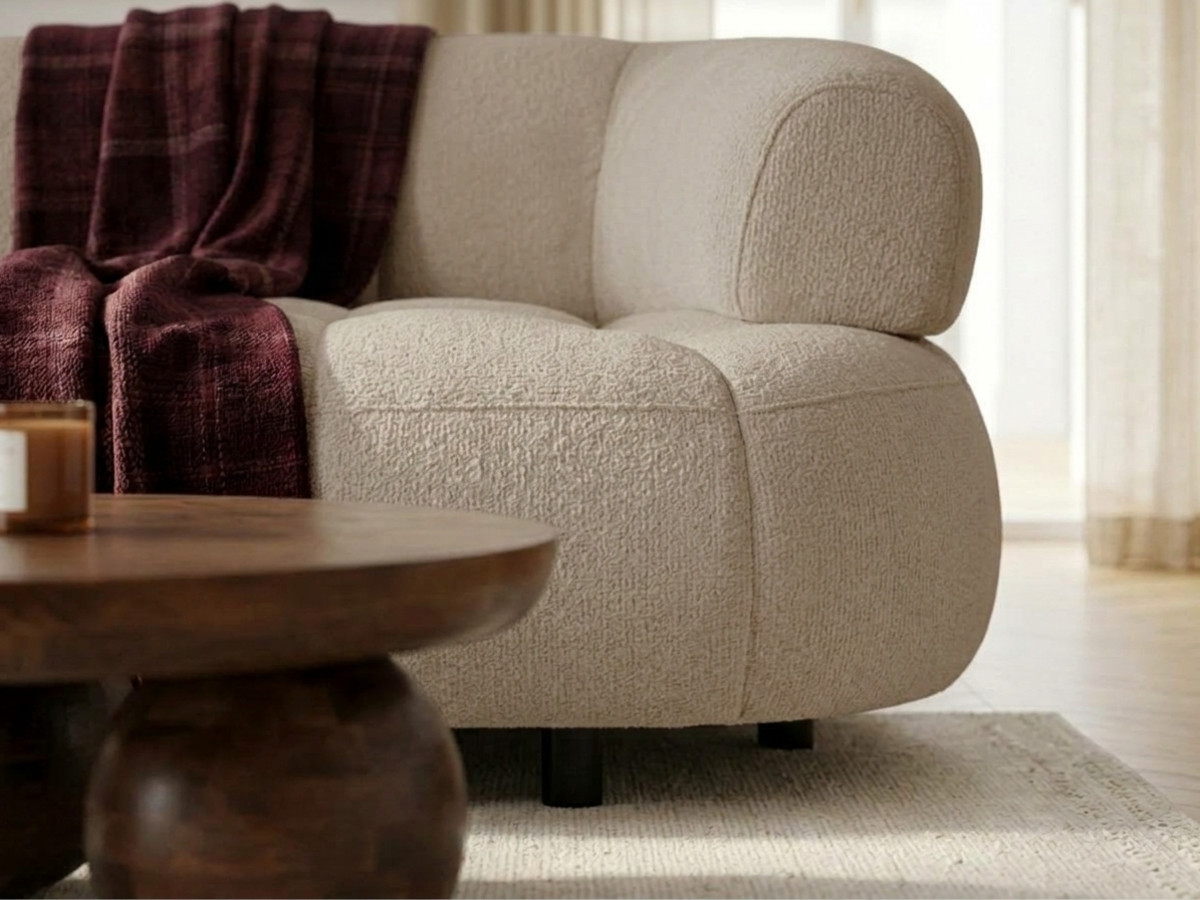 Canapé d'angle L convertible avance-recule électrique LOVELY tissu chenille