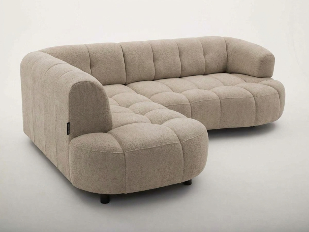Canapé d'angle L convertible avance-recule électrique LOVELY tissu chenille