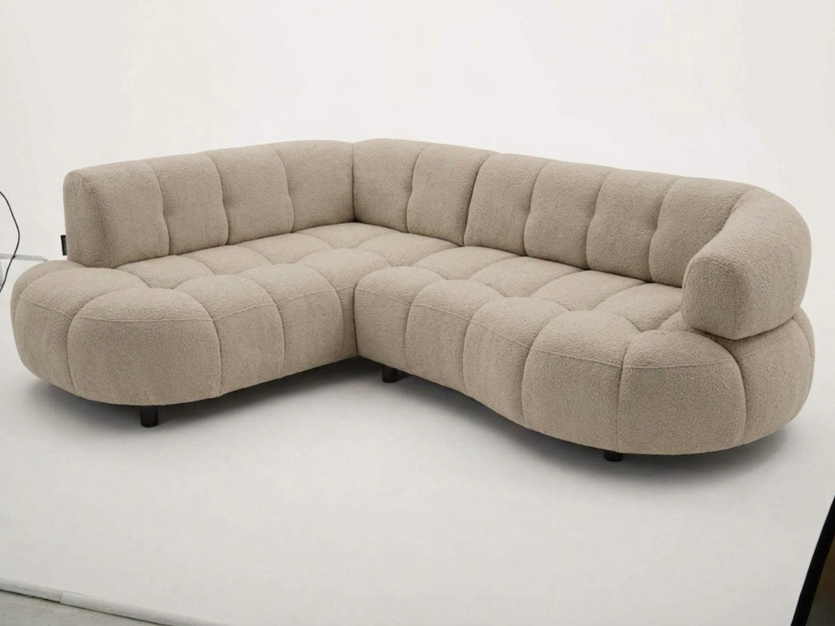 Canapé d'angle L convertible avance-recule électrique LOVELY tissu chenille